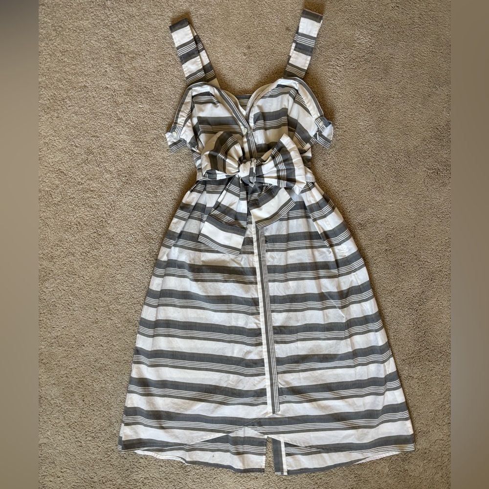 Derek Lam 10 Crosby Sleeveless Striped Tie-Front Poplin Dress